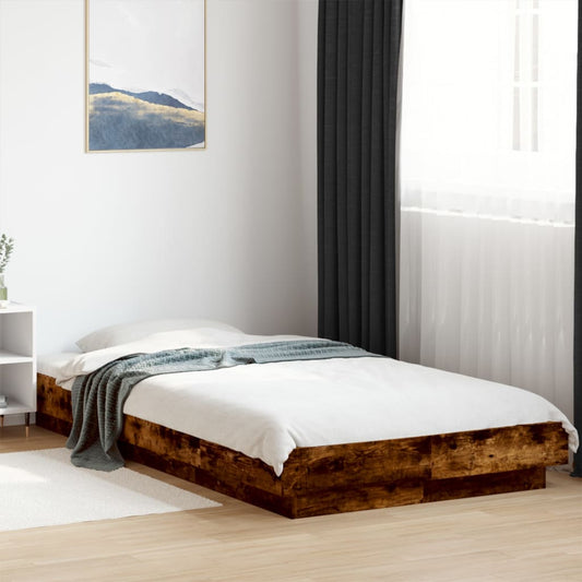 vidaXL Bed Frame without Mattress Smoked Oak 75x190 cm Small Single