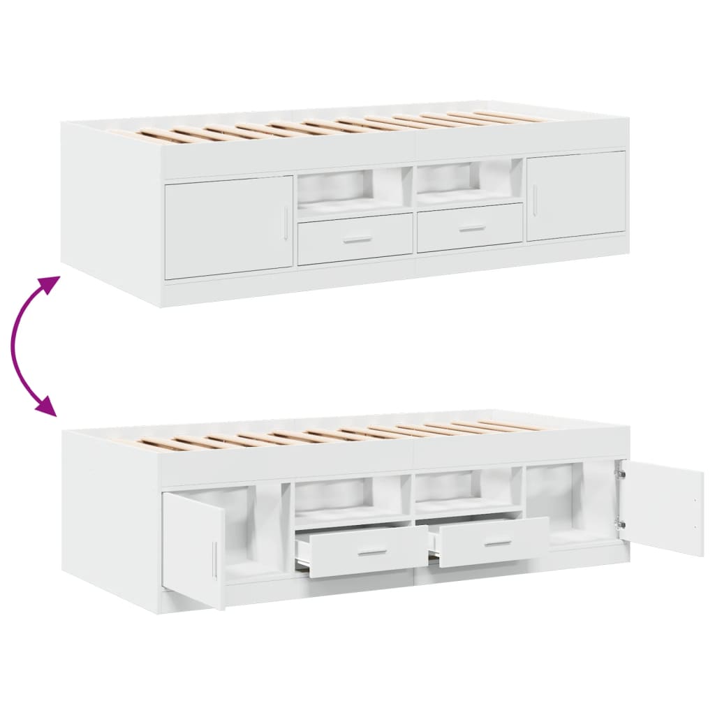 vidaXL Daybed | White | Engineered wood | 100x200 cm | Daybed | Rectangular
