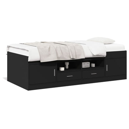 vidaXL Daybed with Drawers without Mattress Black 100x200 cm