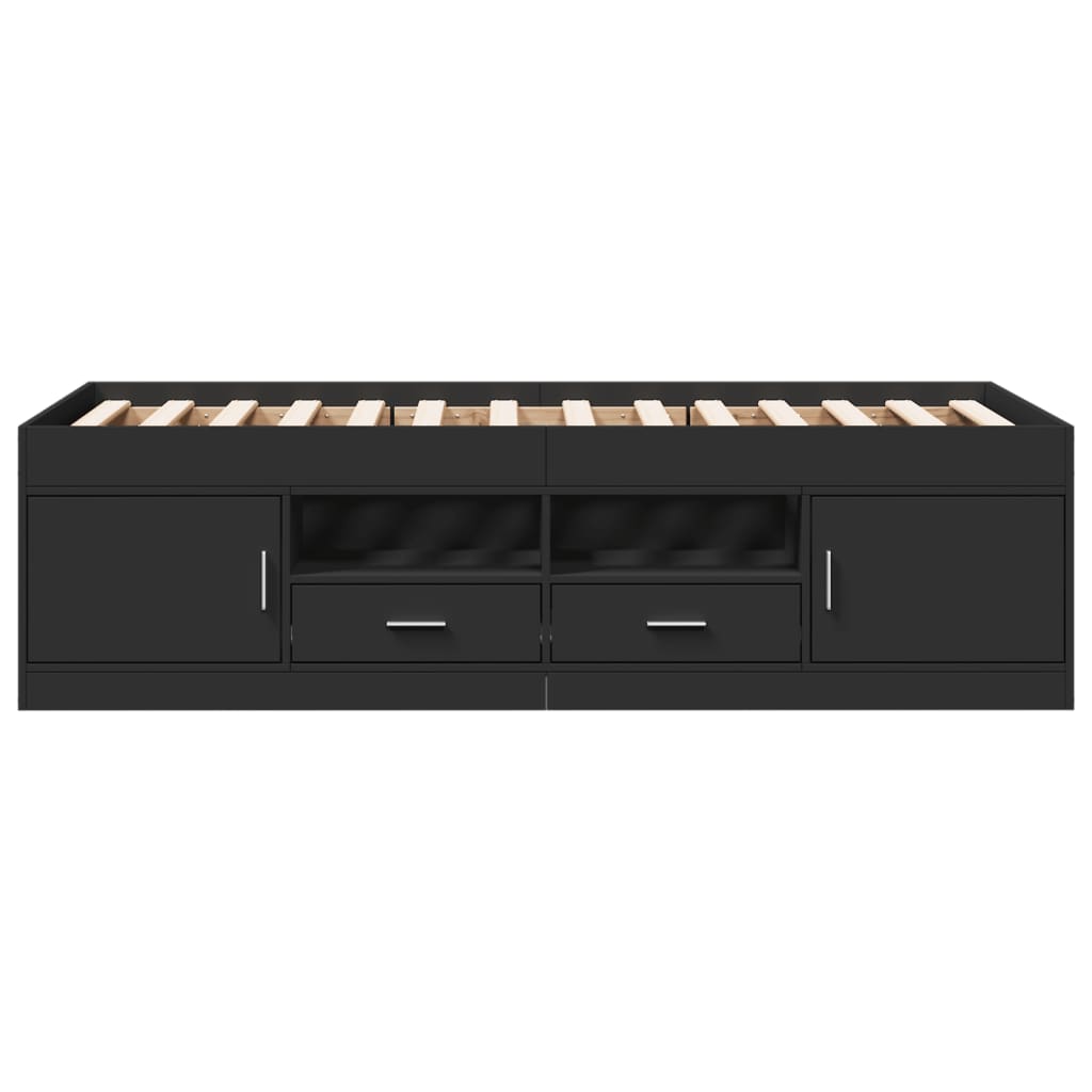 vidaXL Daybed with Drawers without Mattress Black 100x200 cm