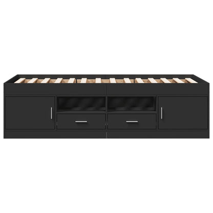 vidaXL Daybed with Drawers without Mattress Black 100x200 cm