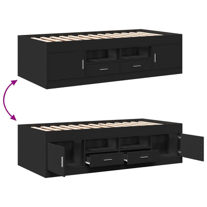 vidaXL Daybed with Drawers without Mattress Black 100x200 cm