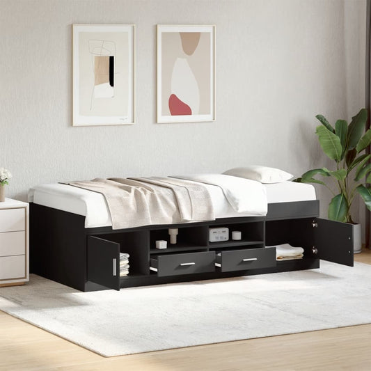 vidaXL Daybed with Drawers without Mattress Black 100x200 cm