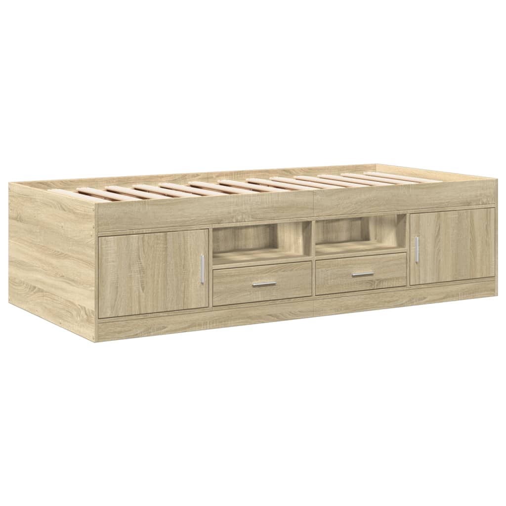 vidaXL Daybed with Drawers without Mattress Sonoma Oak 100x200 cm