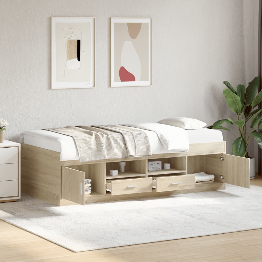 vidaXL Daybed with Drawers without Mattress Sonoma Oak 100x200 cm