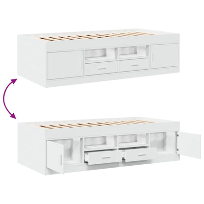 vidaXL Daybed with Drawers without Mattress White 90x200 cm