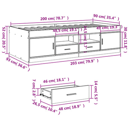 vidaXL Daybed with Drawers without Mattress White 90x200 cm