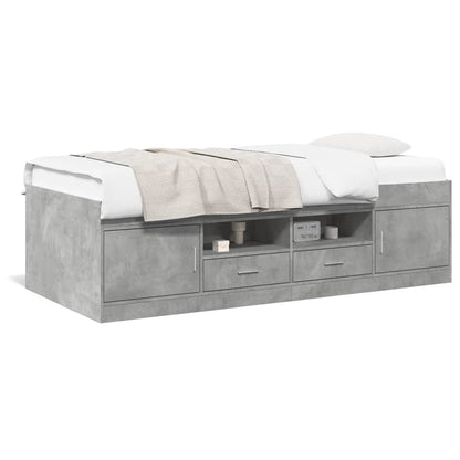 vidaXL Daybed with Drawers without Mattress Concrete Grey 90x200 cm