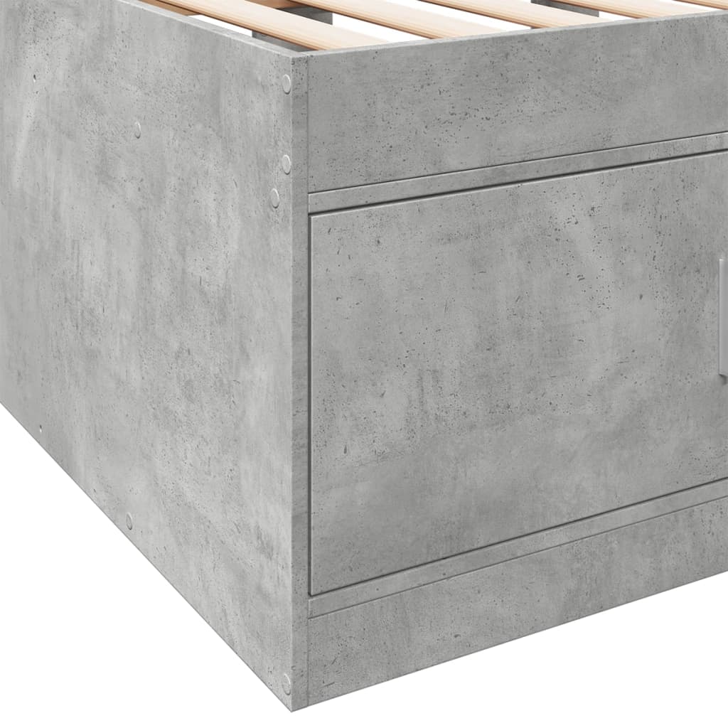 vidaXL Daybed with Drawers without Mattress Concrete Grey 90x200 cm