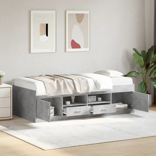 vidaXL Daybed with Drawers without Mattress Concrete Grey 90x200 cm