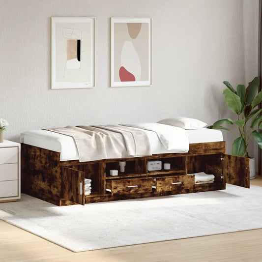 vidaXL Daybed with Drawers without Mattress Smoked Oak 90x200 cm