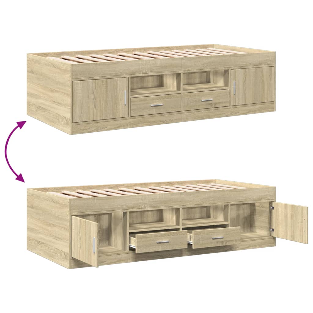 vidaXL Daybed | Sonoma Oak | Engineered Wood | Single | Daybed | Rectangular