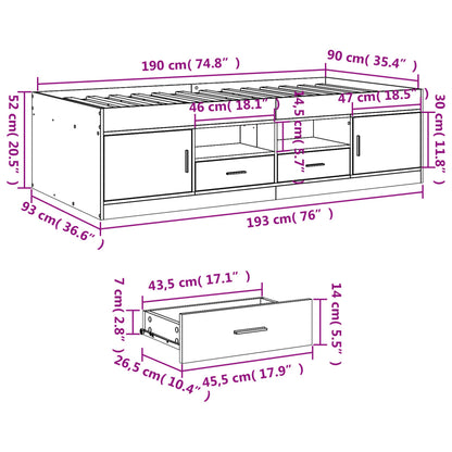 vidaXL Daybed | Sonoma Oak | Engineered Wood | Single | Daybed | Rectangular