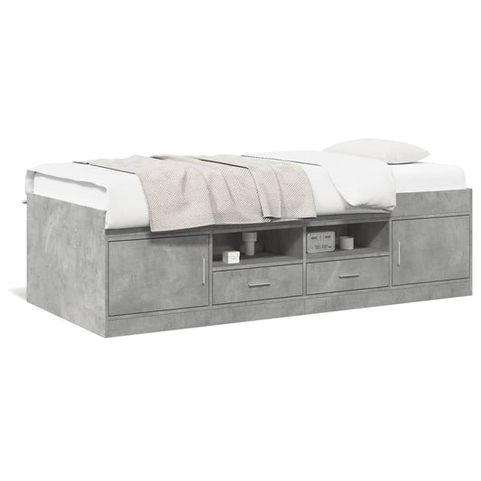 vidaXL Daybed with Drawers without Mattress Concrete Grey 90x190 cm Single