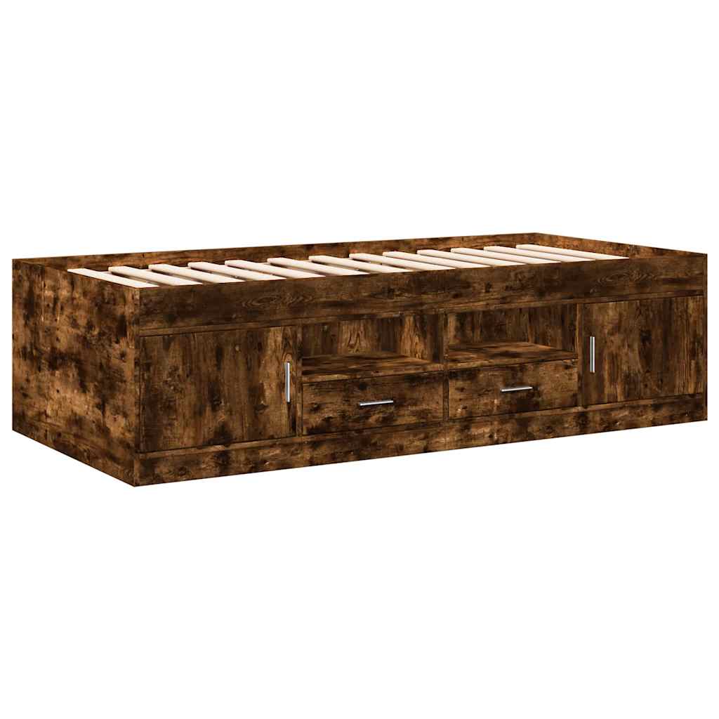 vidaXL Daybed with Drawers without Mattress Smoked Oak 90x190 cm Single