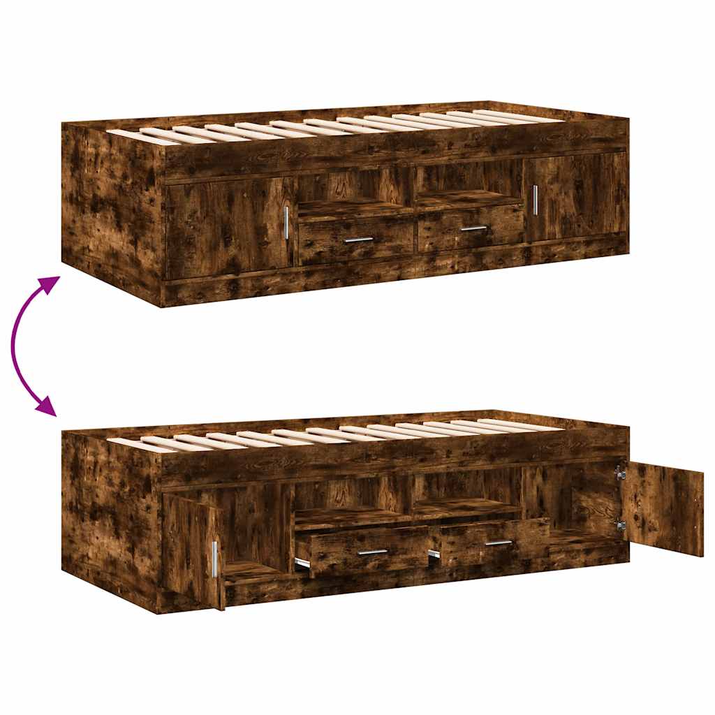 vidaXL Daybed with Drawers without Mattress Smoked Oak 90x190 cm Single