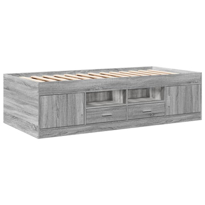 vidaXL Daybed with Drawers without Mattress Grey Sonoma 90x190 cm Single