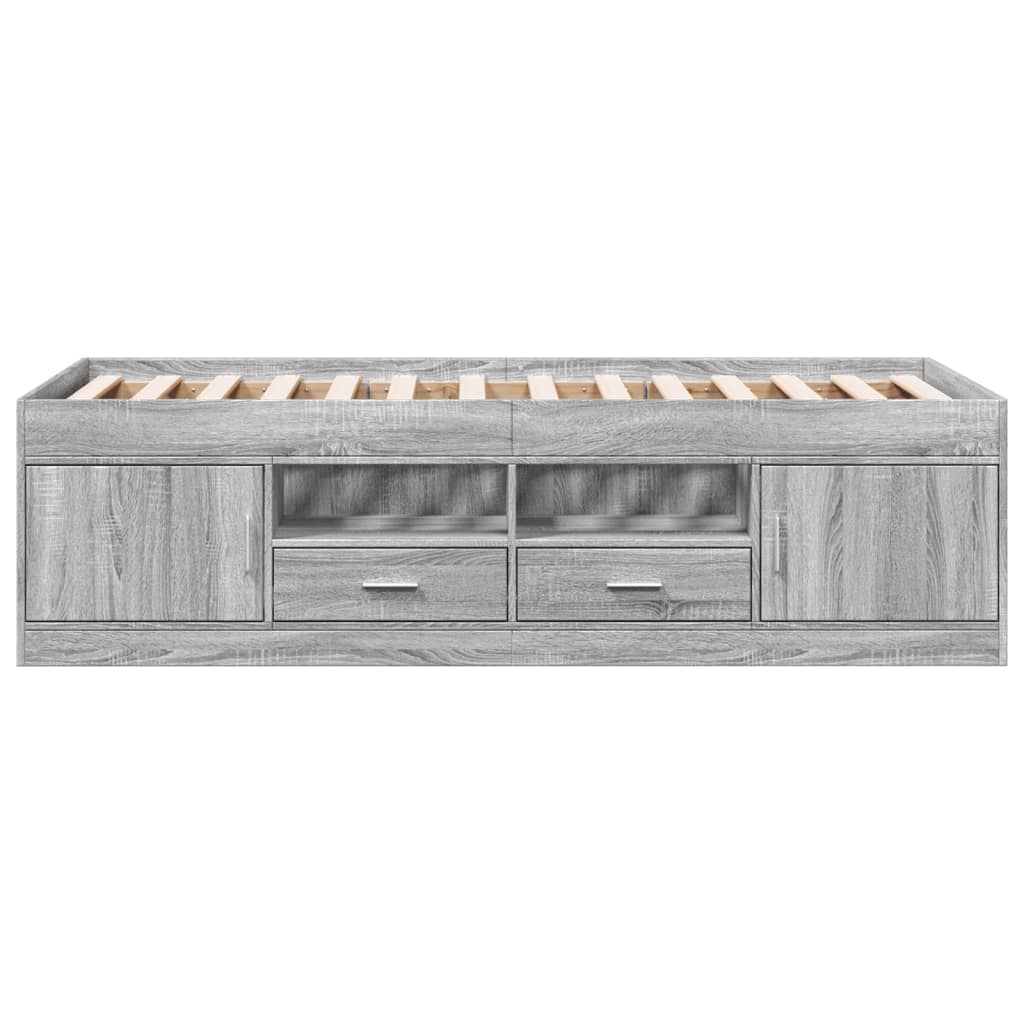 vidaXL Daybed with Drawers without Mattress Grey Sonoma 90x190 cm Single