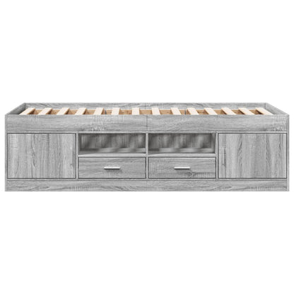 vidaXL Daybed with Drawers without Mattress Grey Sonoma 90x190 cm Single