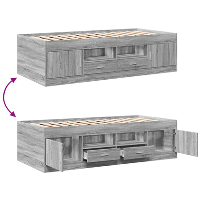 vidaXL Daybed with Drawers without Mattress Grey Sonoma 90x190 cm Single