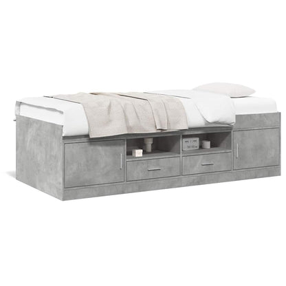 vidaXL Daybed with Drawers without Mattress Concrete Grey 75x190 cm