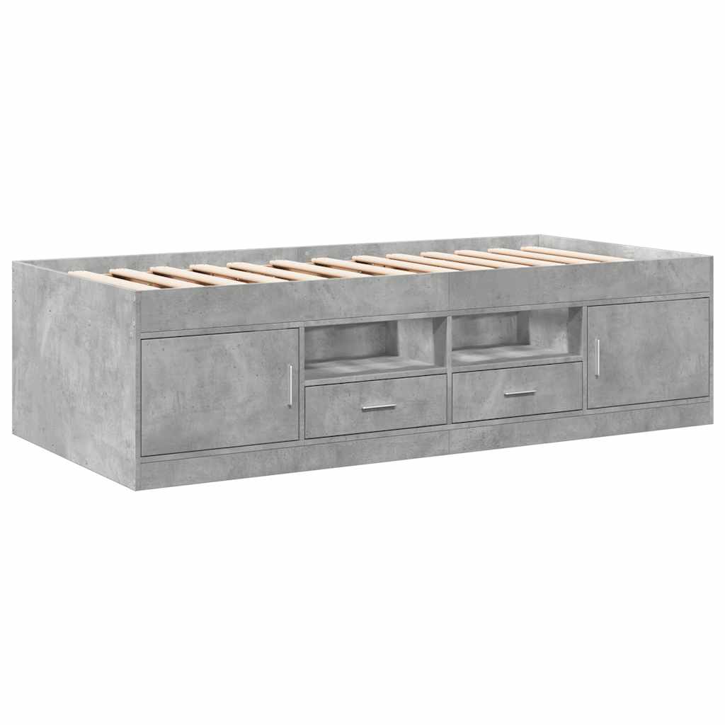 vidaXL Daybed with Drawers without Mattress Concrete Grey 75x190 cm
