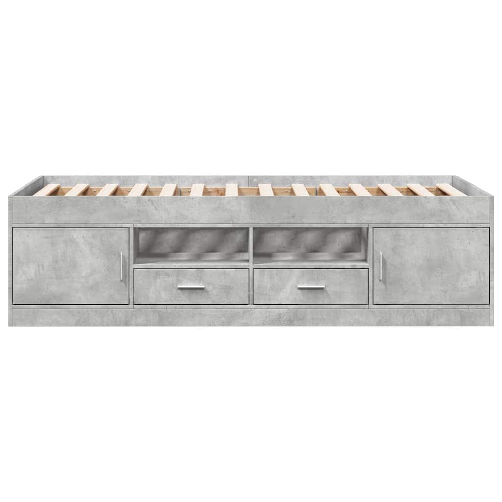 vidaXL Daybed with Drawers without Mattress Concrete Grey 75x190 cm