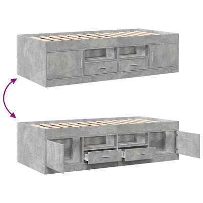 vidaXL Daybed with Drawers without Mattress Concrete Grey 75x190 cm