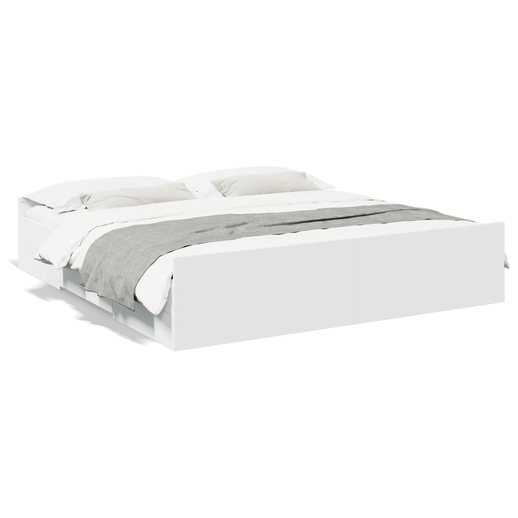 vidaXL Bed Frame with Drawers without Mattress White 200x200 cm