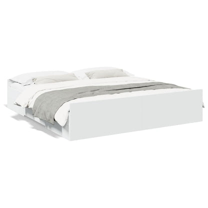 vidaXL Bed Frame with Drawers without Mattress White 200x200 cm