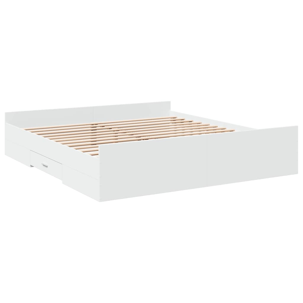 vidaXL Bed Frame with Drawers without Mattress White 200x200 cm