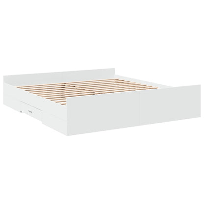 vidaXL Bed Frame with Drawers without Mattress White 200x200 cm