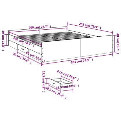 vidaXL Bed Frame with Drawers without Mattress White 200x200 cm