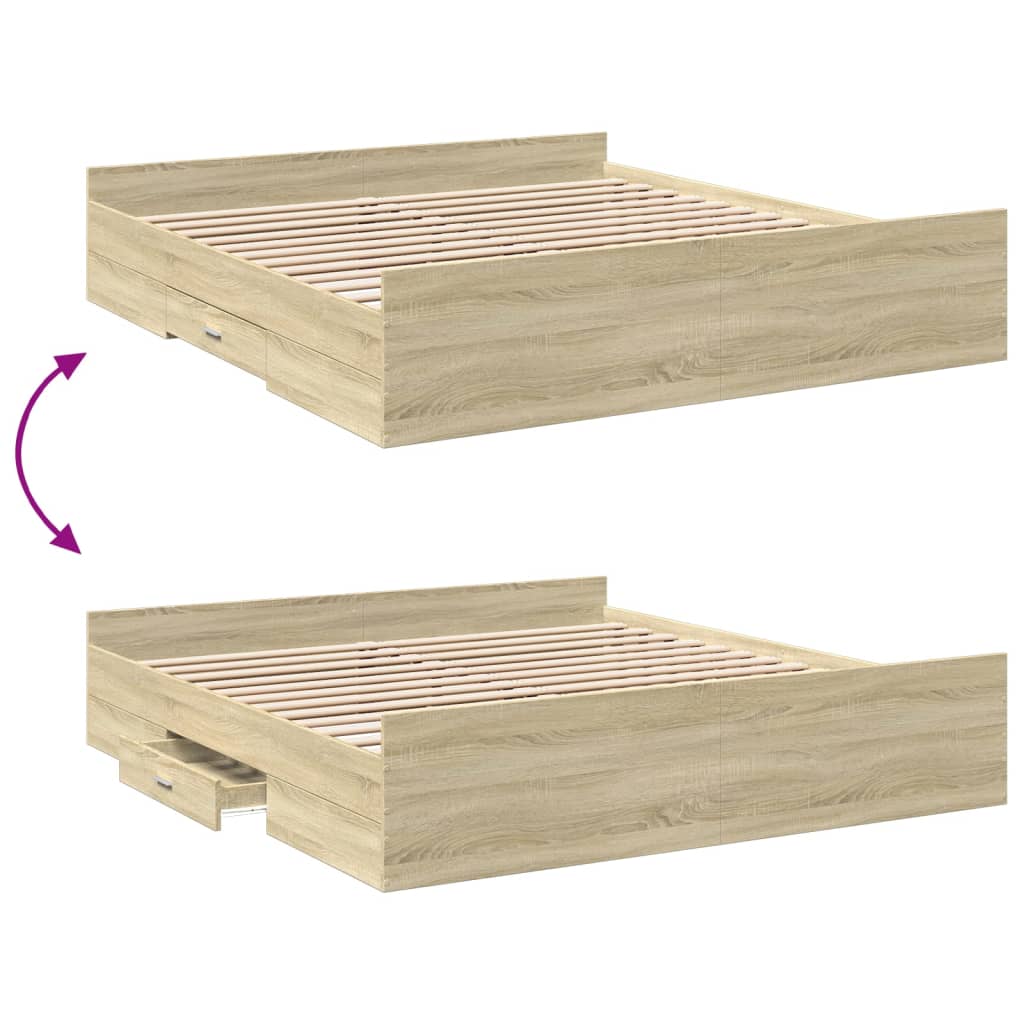 vidaXL Bed Frame | Sonoma Oak | Engineered Wood | Double | Bed Frame
