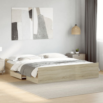 vidaXL Bed Frame | Sonoma Oak | Engineered Wood | Double | Bed Frame