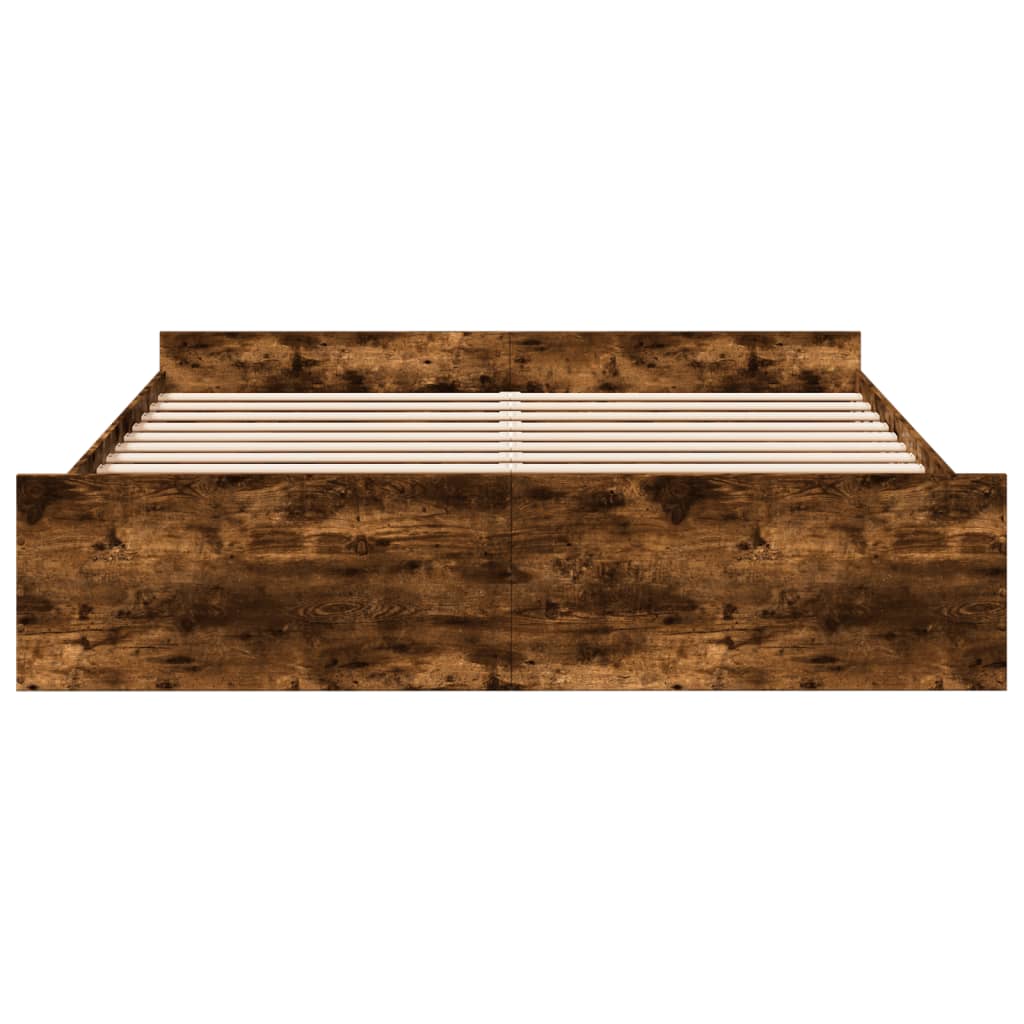 vidaXL Bed Frame with Drawers without Mattress Smoked Oak 200x200 cm