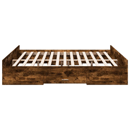 vidaXL Bed Frame with Drawers without Mattress Smoked Oak 200x200 cm