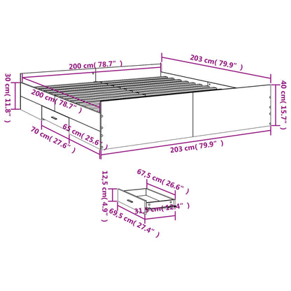 vidaXL Bed Frame with Drawers without Mattress Smoked Oak 200x200 cm