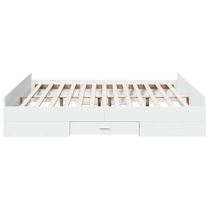 vidaXL Bed Frame with Drawers without Mattress White 180x200 cm Super King