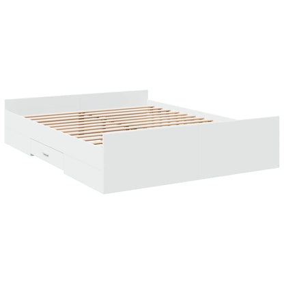 vidaXL Bed Frame | White | Engineered wood | Double Bed | Bed Frame
