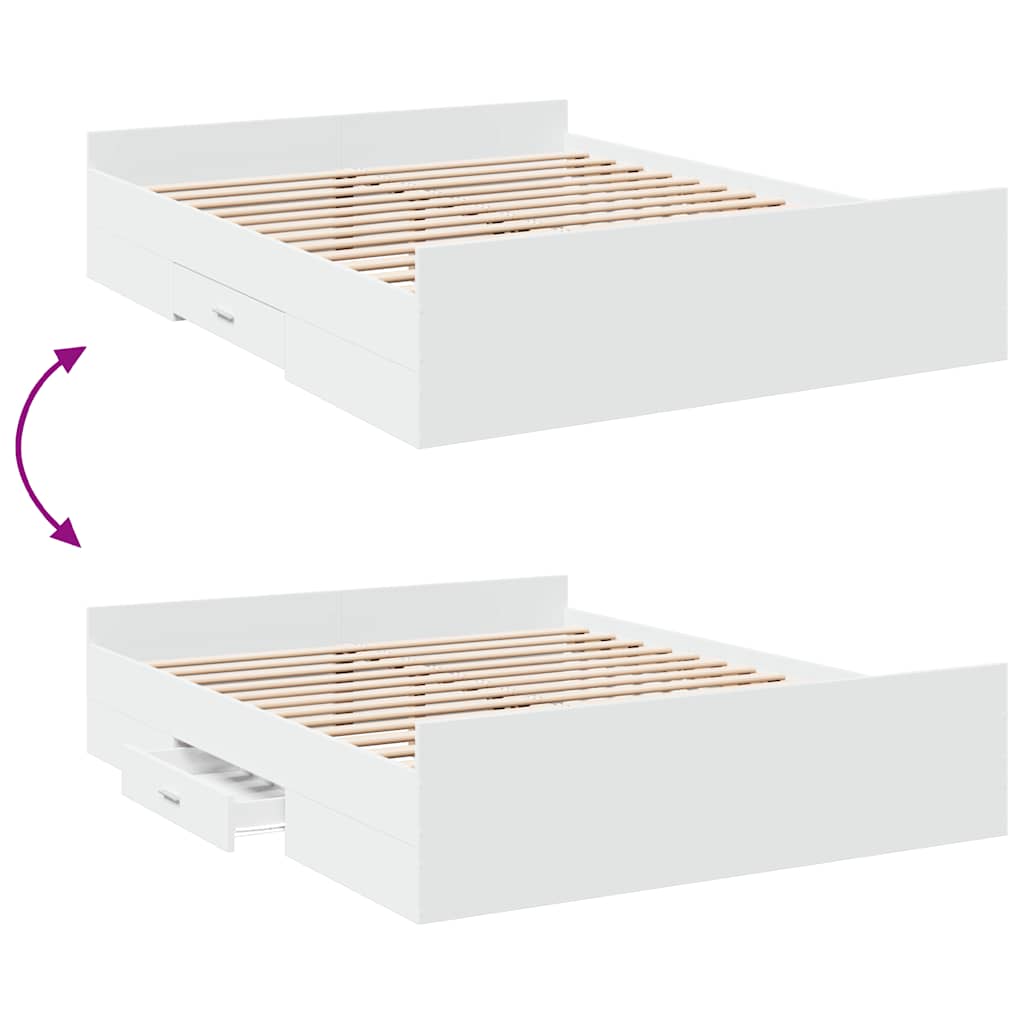 vidaXL Bed Frame | White | Engineered wood | Double Bed | Bed Frame