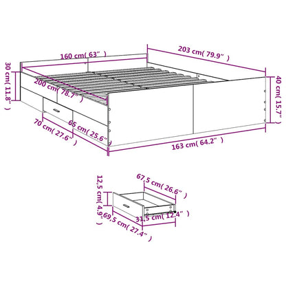 vidaXL Bed Frame | White | Engineered wood | Double Bed | Bed Frame