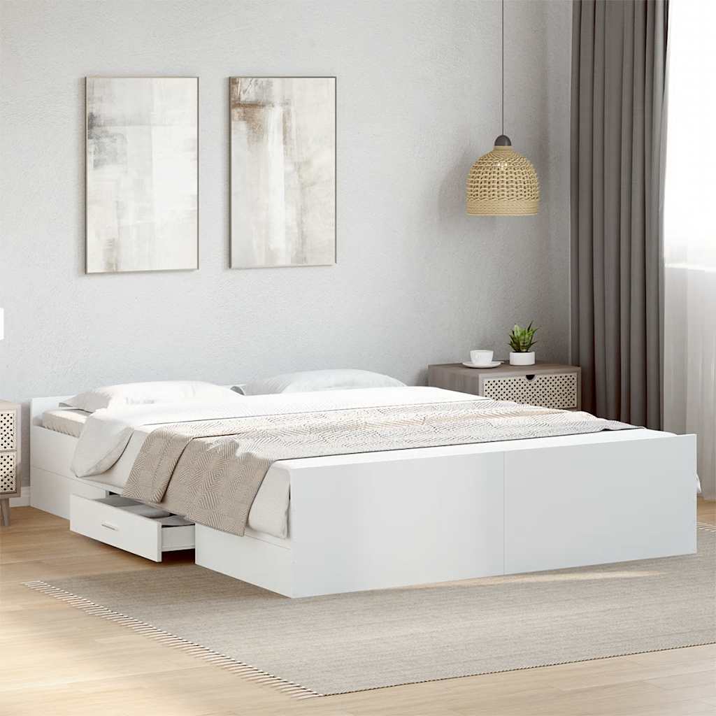 vidaXL Bed Frame | White | Engineered wood | Double Bed | Bed Frame