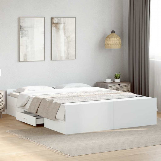 vidaXL Bed Frame | White | Engineered wood | Double Bed | Bed Frame