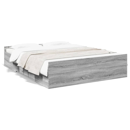 vidaXL Bed Frame | Grey Sonoma | Engineered wood | 160 x 200 cm | Bed Frame