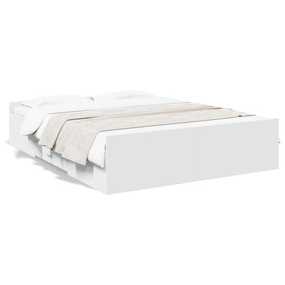 vidaXL Bed Frame | White | Engineered wood, Plywood | King Size | Bed Frame
