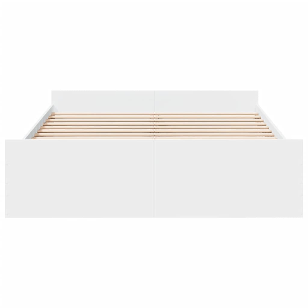 vidaXL Bed Frame | White | Engineered wood, Plywood | King Size | Bed Frame