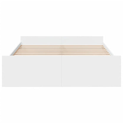 vidaXL Bed Frame | White | Engineered wood, Plywood | King Size | Bed Frame