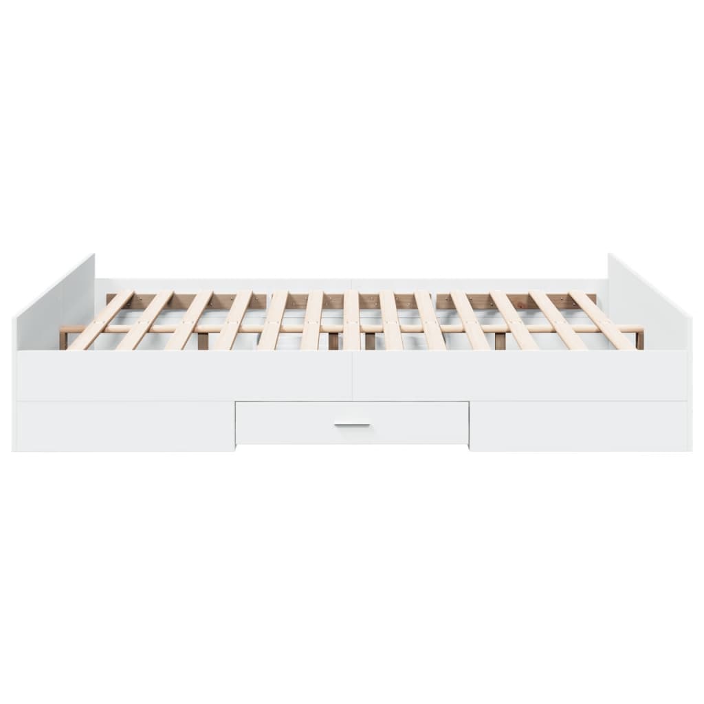 vidaXL Bed Frame | White | Engineered wood, Plywood | King Size | Bed Frame