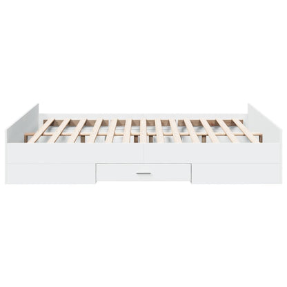 vidaXL Bed Frame | White | Engineered wood, Plywood | King Size | Bed Frame